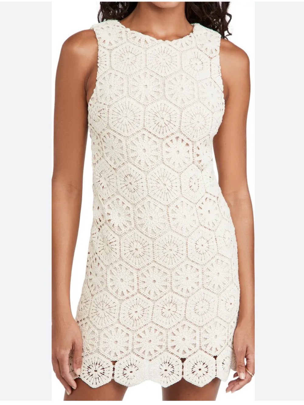 Alice + Olivia Pale Blush Crochet-Trim Dress